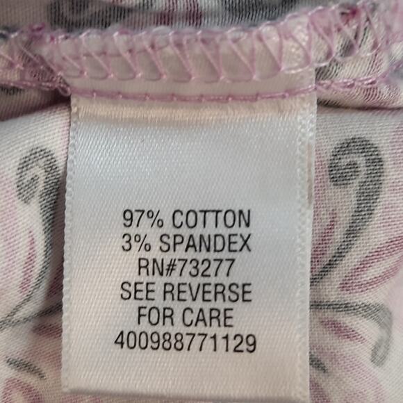 Dana Buchman Button‎ Down Top with 3/4 Sleeve White Pink Black Size Small - Picture 8 of 9